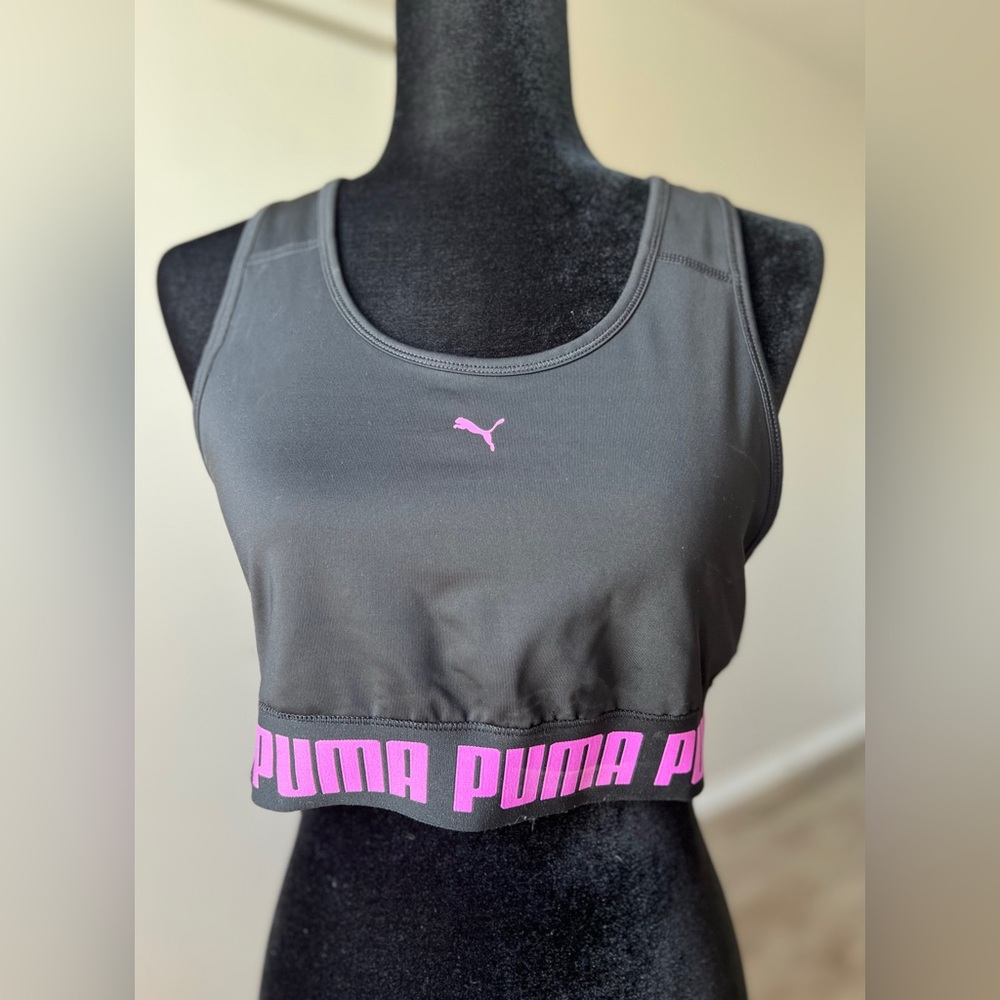PUMA Women's Black and Pink Sports Bra